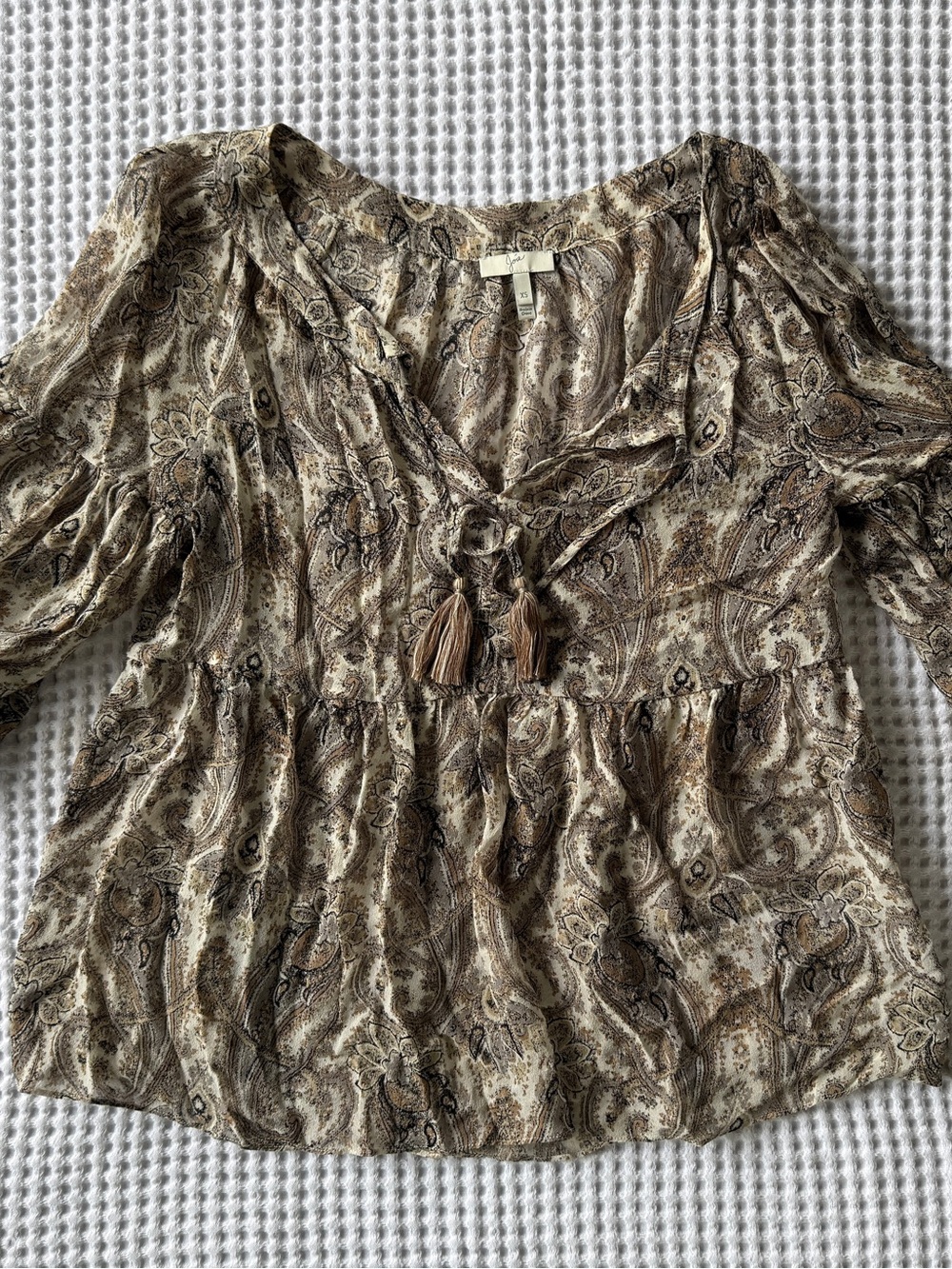 Joie Boho Paisley Tie-Front Blouse